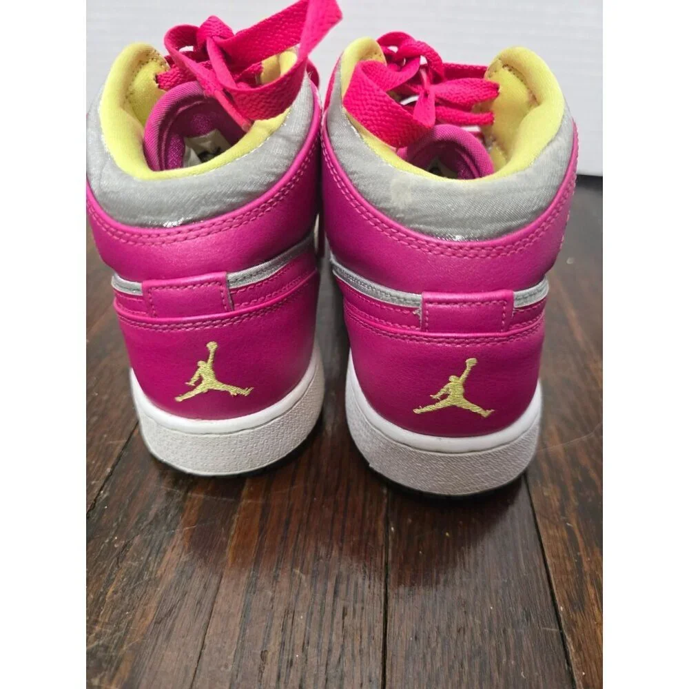 Nike Air Jordan 1 Mid Metallic Silver Fusion Sneakers Pink 6.5 Y